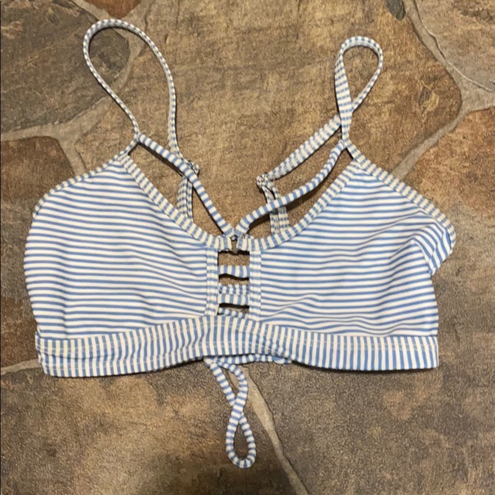 White and Blue Bikini Top
